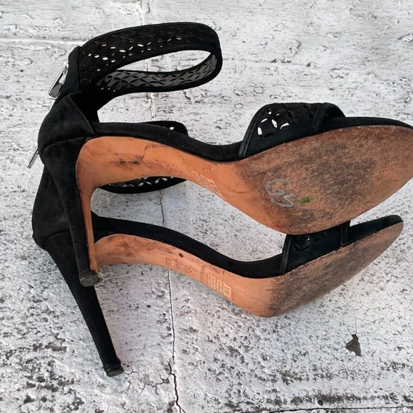 Antonio Melani Women Heel Sandal Sandal Black Leather Shoes Size 9.5M - Picture 10 of 11